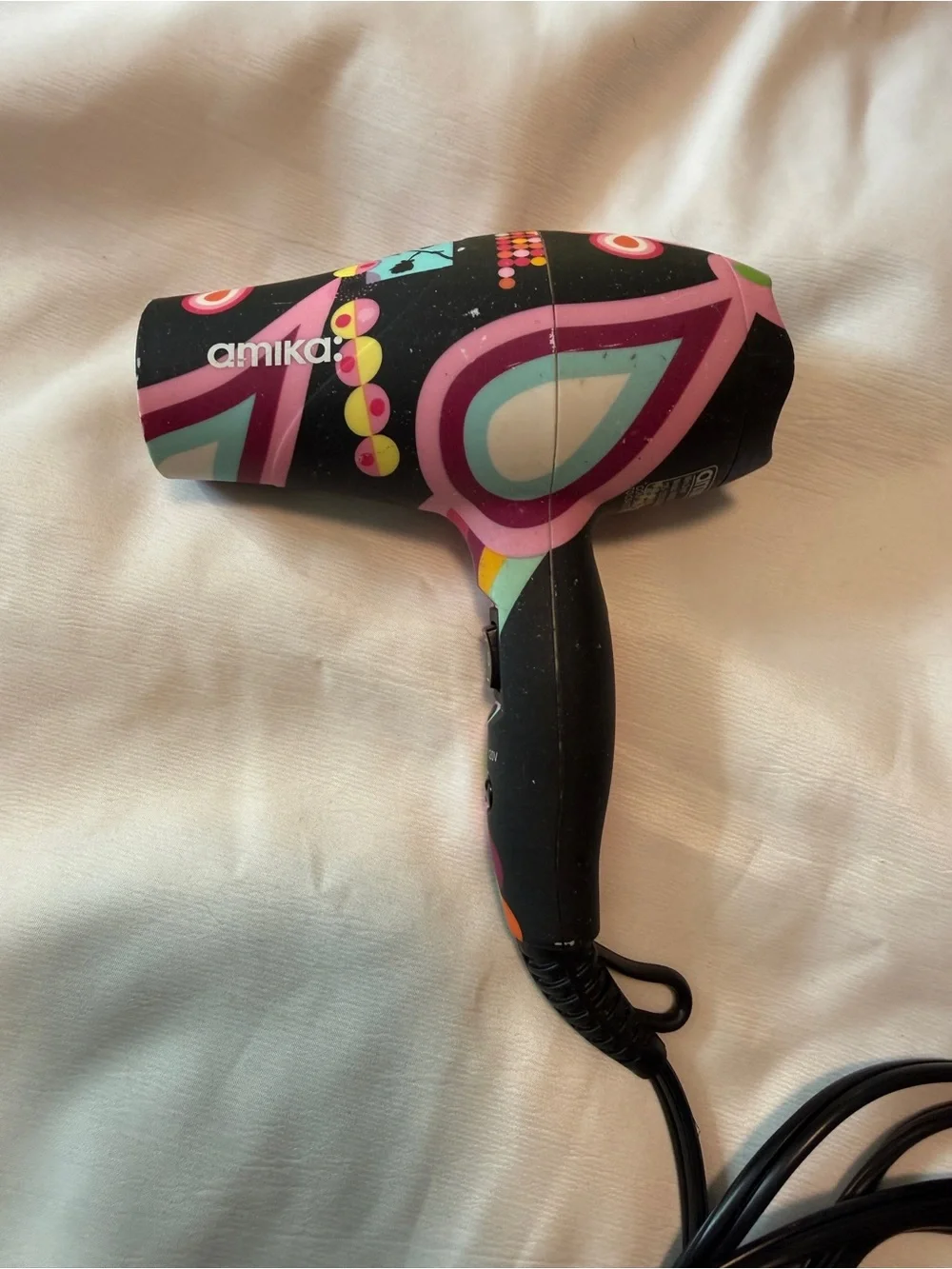 amika Vintage Colorful Art Print Professional Hair Dryer Dual Voltage